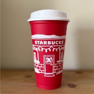 Starbucks Festive Red Cup with White Design